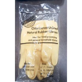 Chlorinated Unlined Natural Rubber Gloves