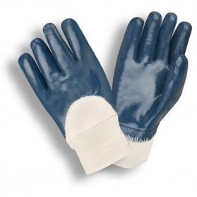 Blue Nitrile Knitted Leather Gloves