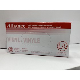 Lightly Powdered Non-Medical Vinyl Gloves- Alliance (Size-L) 100/Box